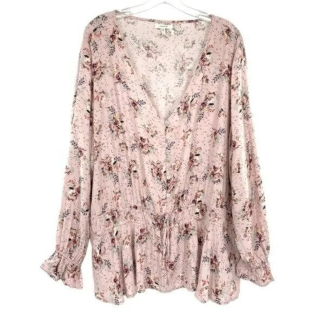 Maurices Plus Size Floral Boho Peasant Top - Picture 1 of 12